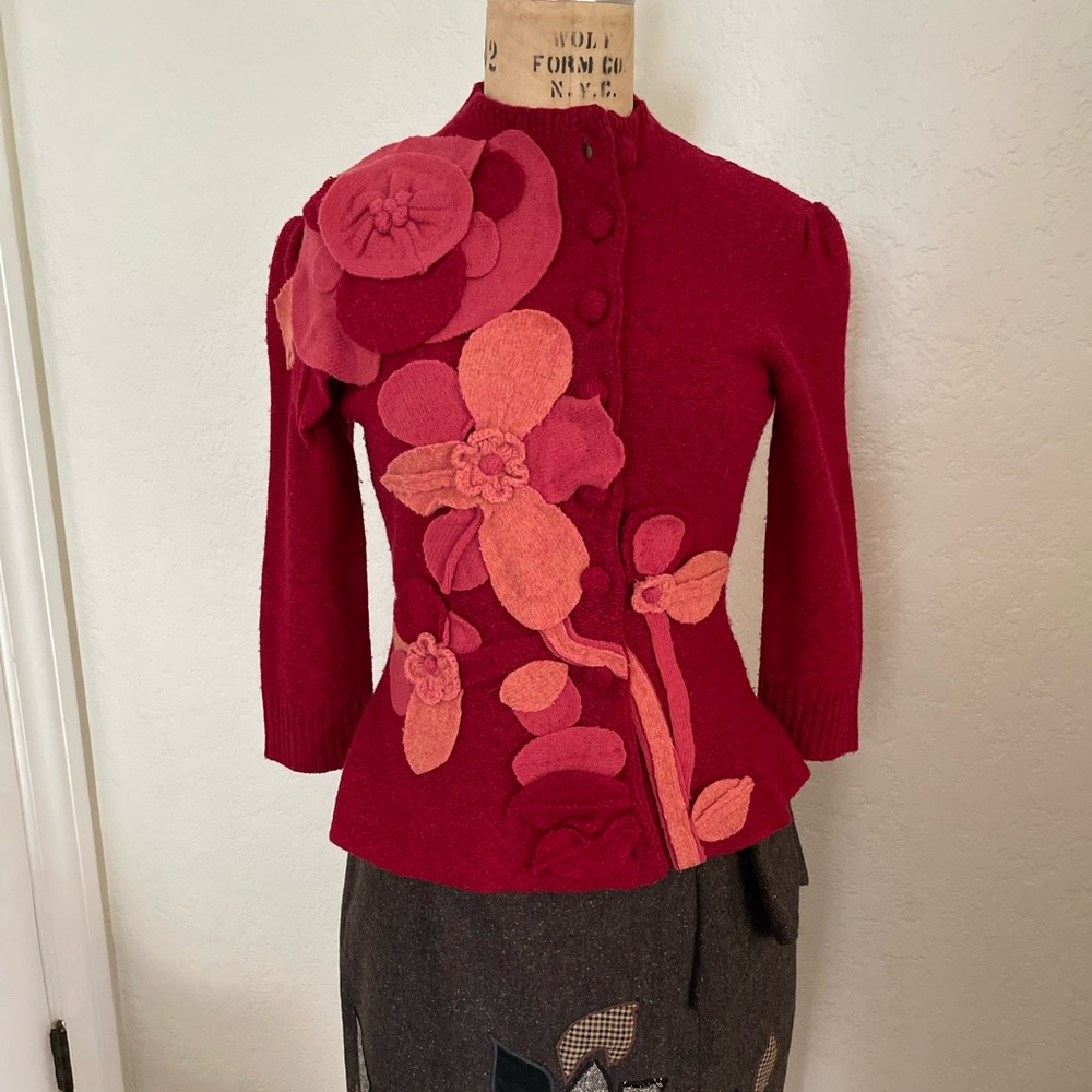 Anthropologie Sleeping on Snow Armana Jasmine Red Sweater Small